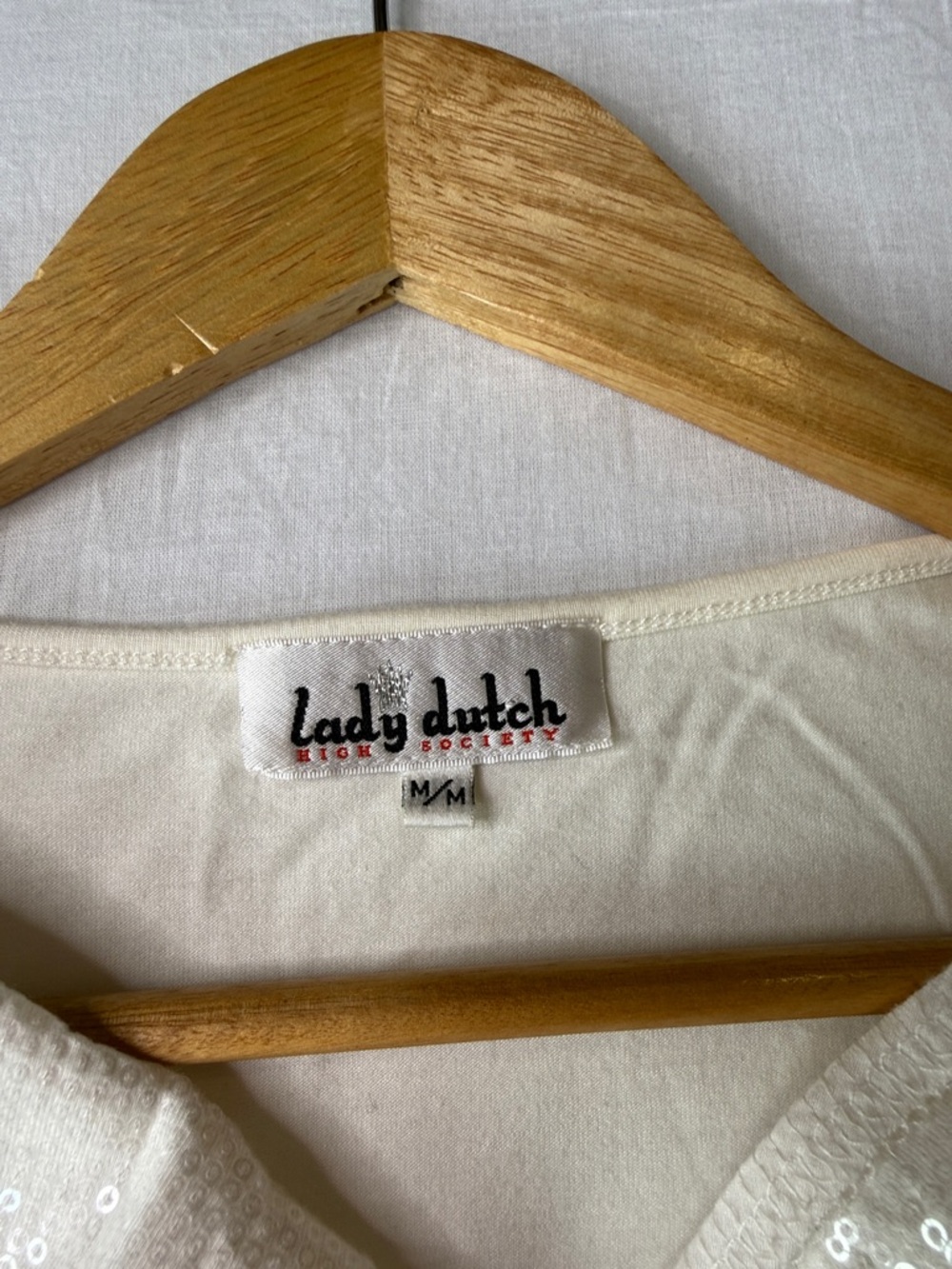 Lady Dutch White Sequin Cowl Neck Tank Top M - Picture 6 of 7